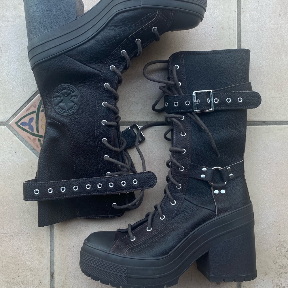 Converse Black Lace-Up Platform Boots